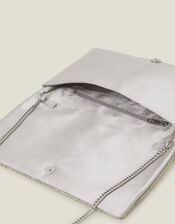 Metallic Embellished Clutch Bag, Silver (SILVER), large