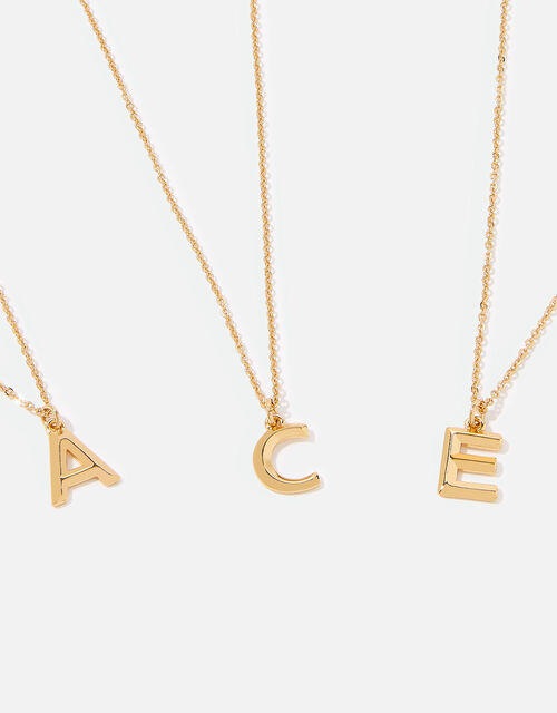 Gold-Plated Initial Pendant Necklace, Gold (GOLD), large