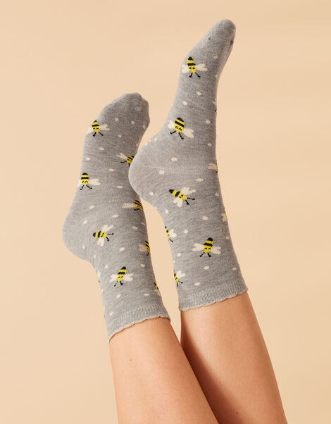 All-Over Bee Print Socks, , large