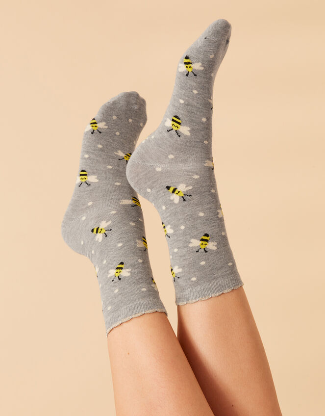 All-Over Bee Print Socks, , large