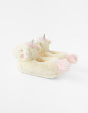 Girls Sparkle Unicorn Fluffy Slippers, Multi (BRIGHTS-MULTI), large