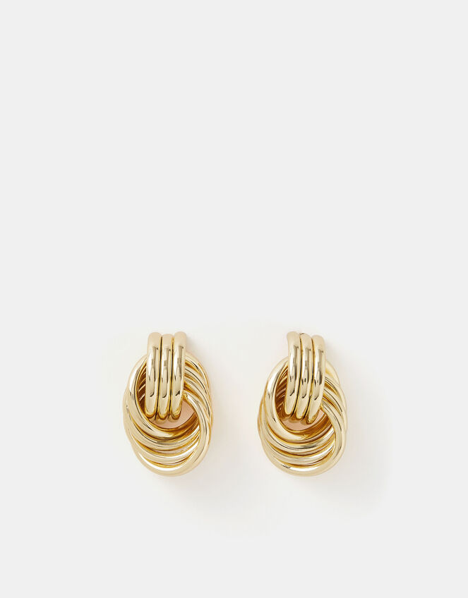 Triple Link Knot Drop Earrings, , large