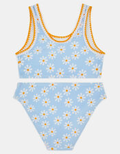 Girls Daisy Print Bralette Bikini Set, Blue (BLUE), large