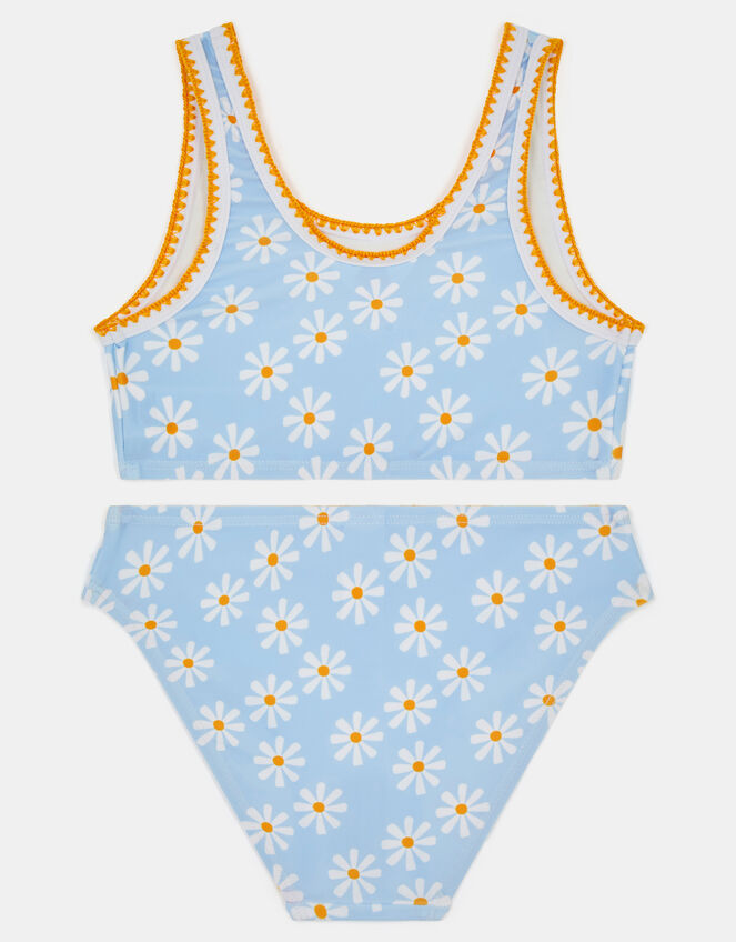 Girls Daisy Print Bralette Bikini Set, Blue (BLUE), large