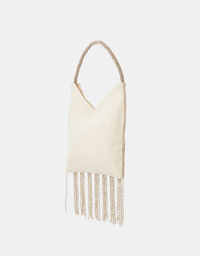 Stripe Fringe Handheld Bag, , large