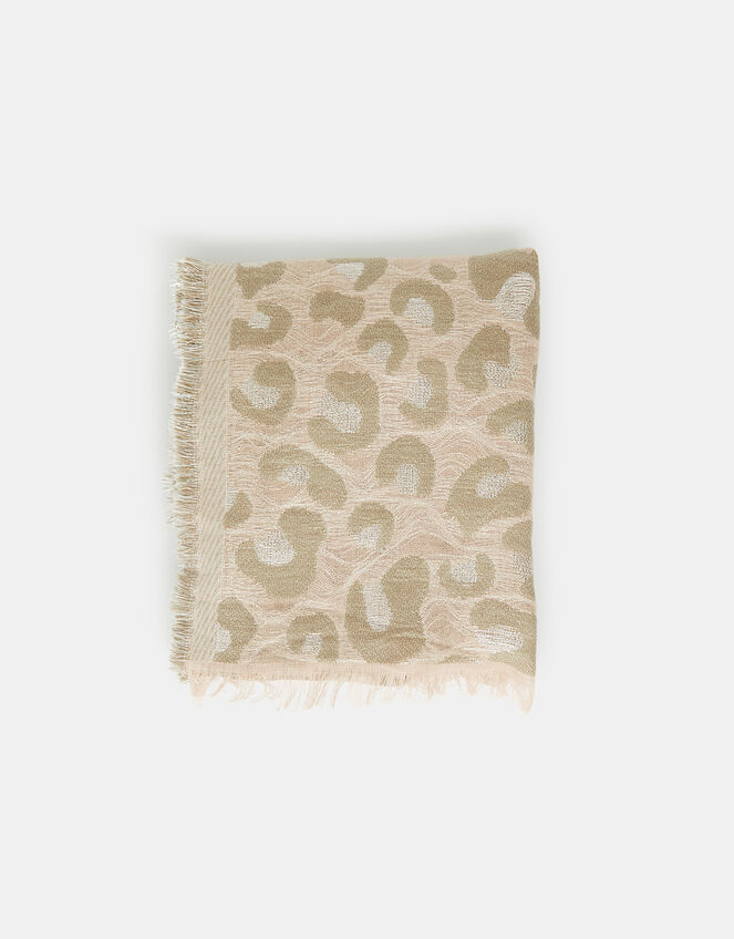Metallic Leopard Woven Blanket Scarf, , large