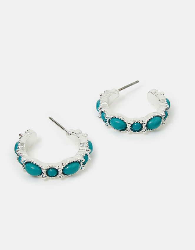 Eclectic Stone Hoop Earrings, , large