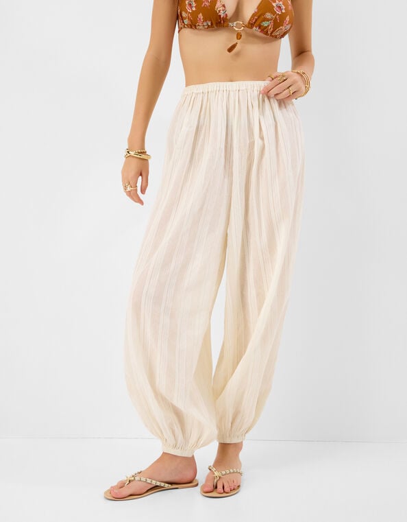Shimmer Stripe Balloon Trousers, Cream (CREAM), large