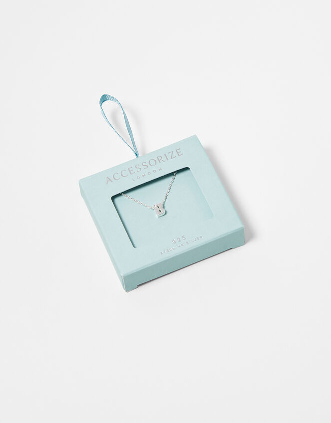 Sterling Silver Sparkle Initial Necklace - B, , large
