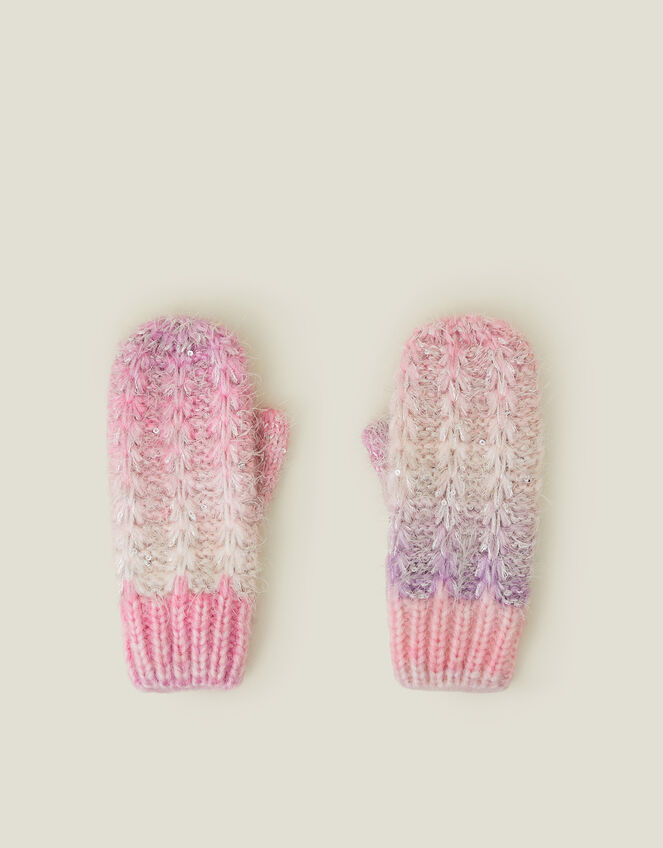 Girls Ombre Sequin Mittens, Purple (PURPLE), large