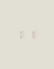 Sterling Silver Baguette Studs, , large