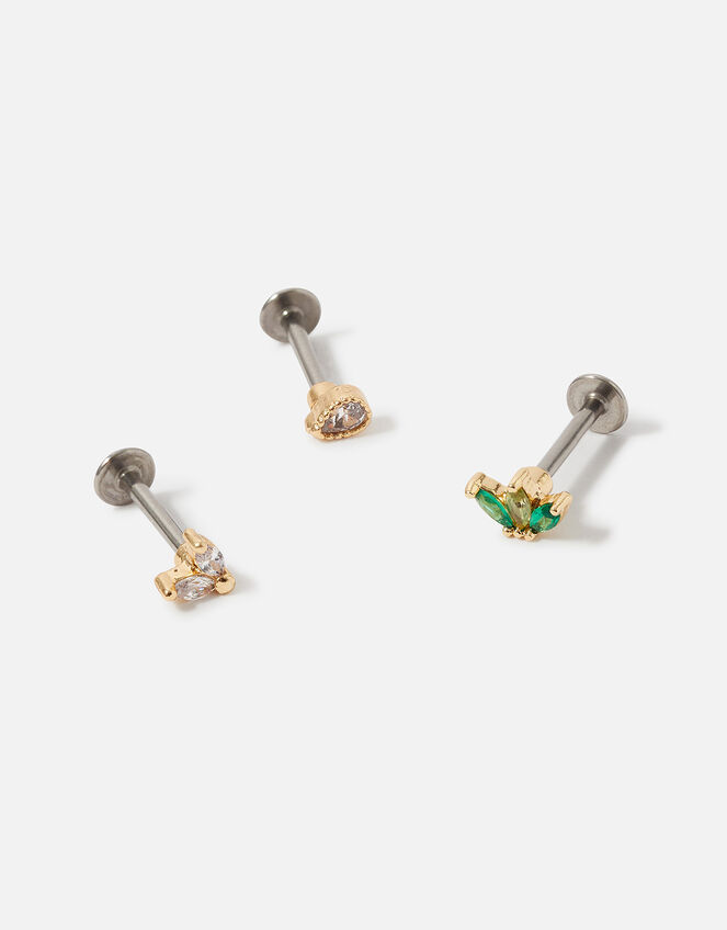 Stainless Steel Flatback Studs Set of Three, , large