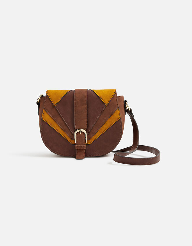 Patchwork Saddle Cross-Body Bag, , large