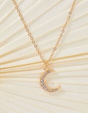 Sparkle Moon Pendant Necklace , , large