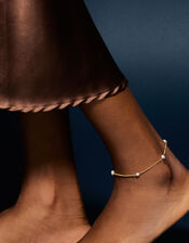 14ct Gold-Plated Pearl Station Anklet, , large