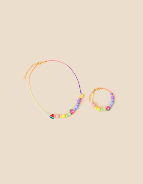 Girls Fruit Jewellery Necklace and Bracelet Set, , large