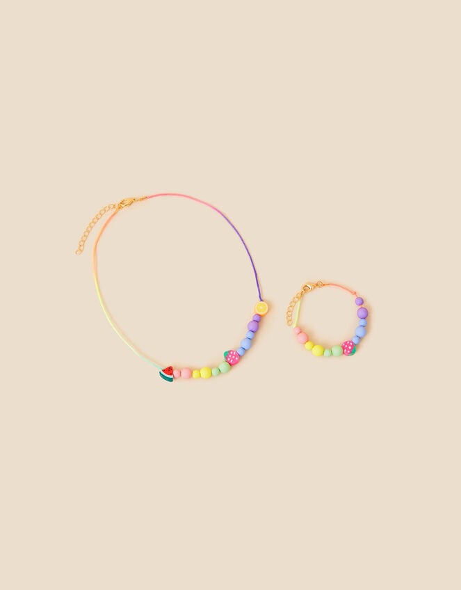Kids Fruit Jewellery Necklace and Bracelet Set, , large