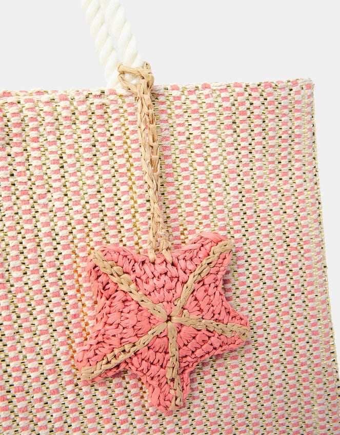 Metallic Woven Starfish Shopper Bag, , large