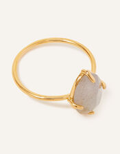 14ct Gold-Plated Labradorite Nugget Ring, Blue (BLUE), large