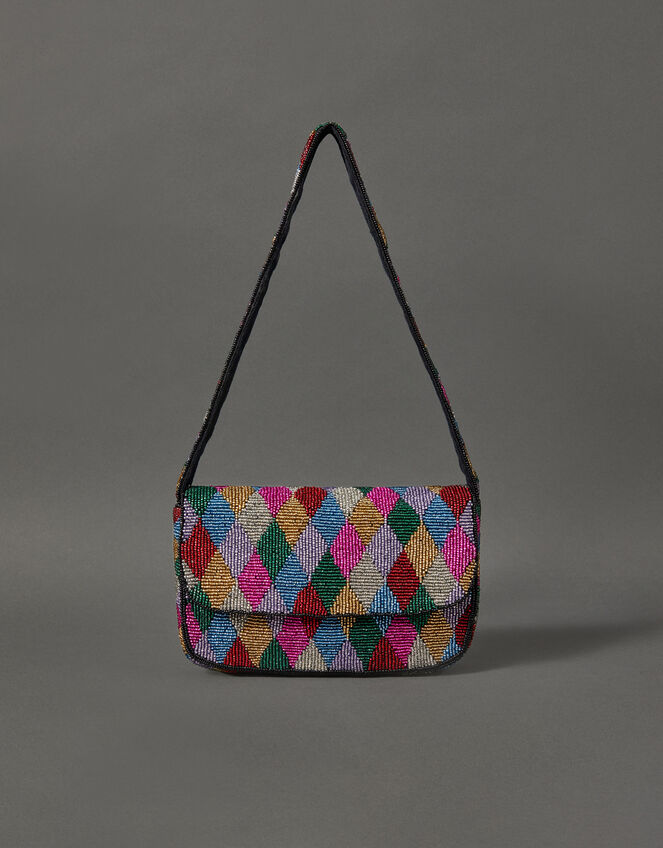 Harlequin Beaded Shoulder Bag, , large