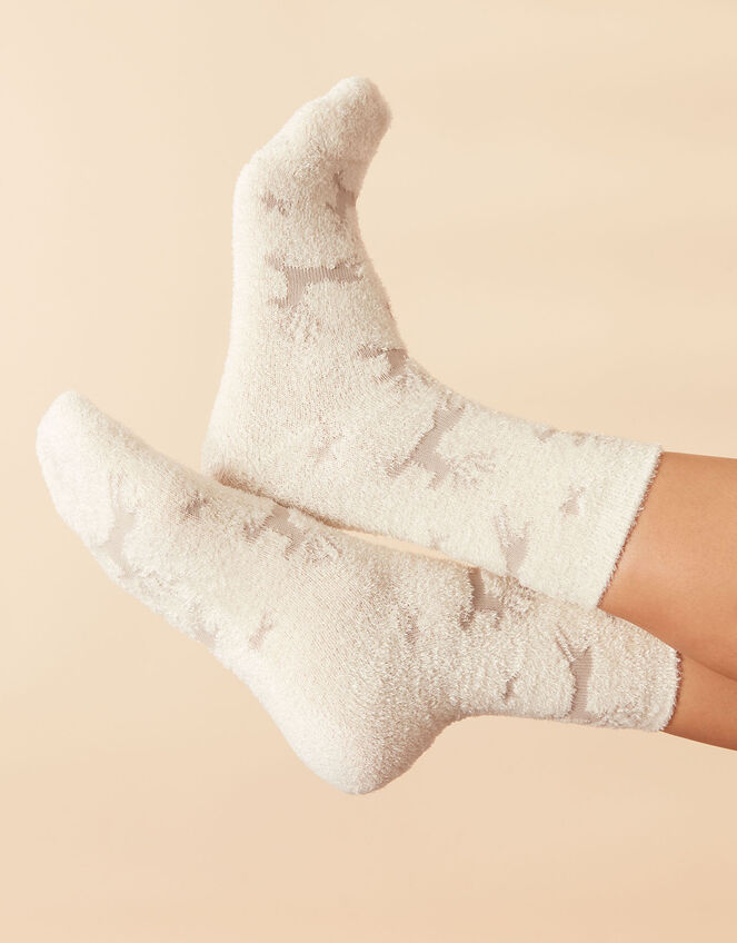 Supersoft All-Over Reindeer Cosy Socks, , large