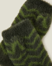 Faux Fur Chevron Cut-Off Gloves, , large