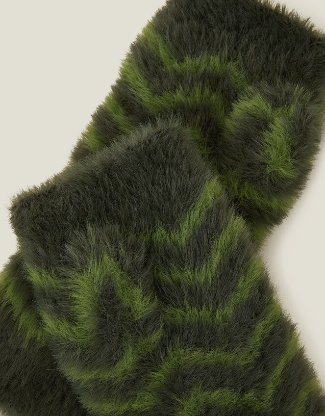 Faux Fur Chevron Cut-Off Gloves, , large
