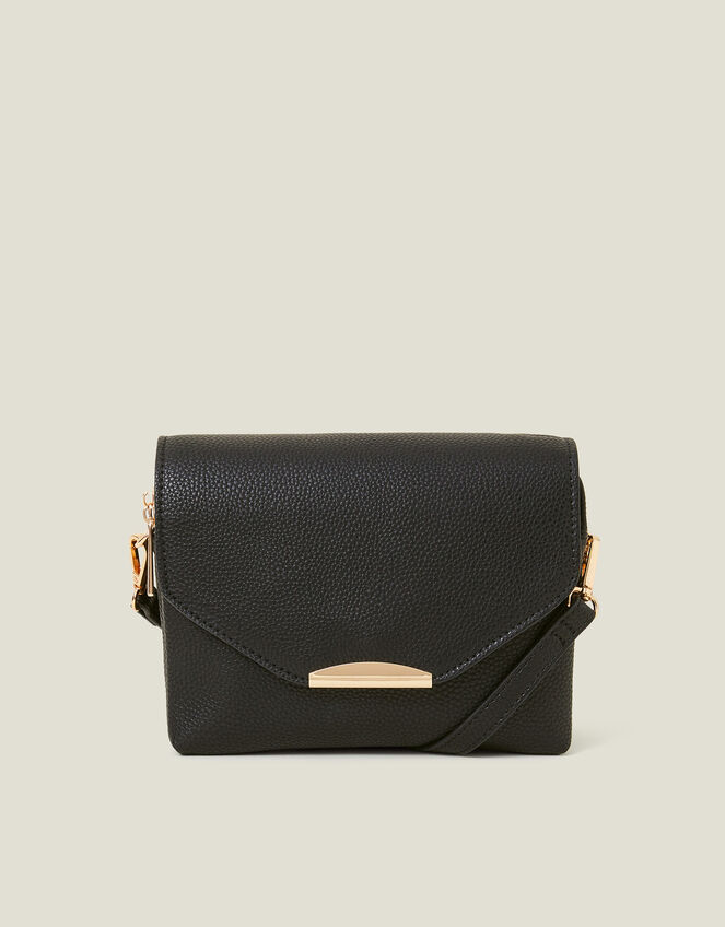 Double Zip Cross-Body Bag, Black (BLACK), large