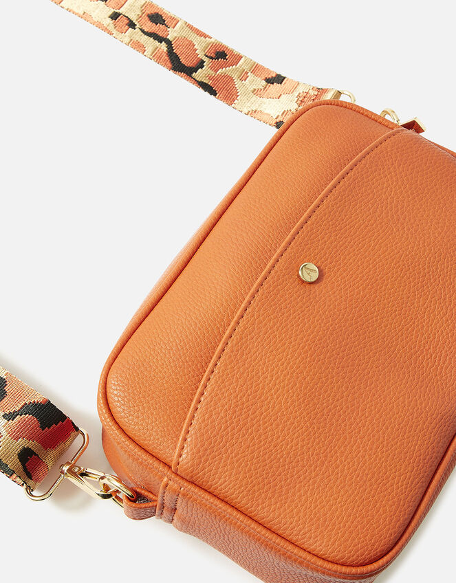 Leopard Strap Camera Bag, Orange (ORANGE), large