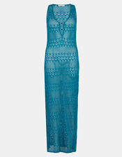 Sleeveless Knitted Maxi Dress, Teal (TEAL), large