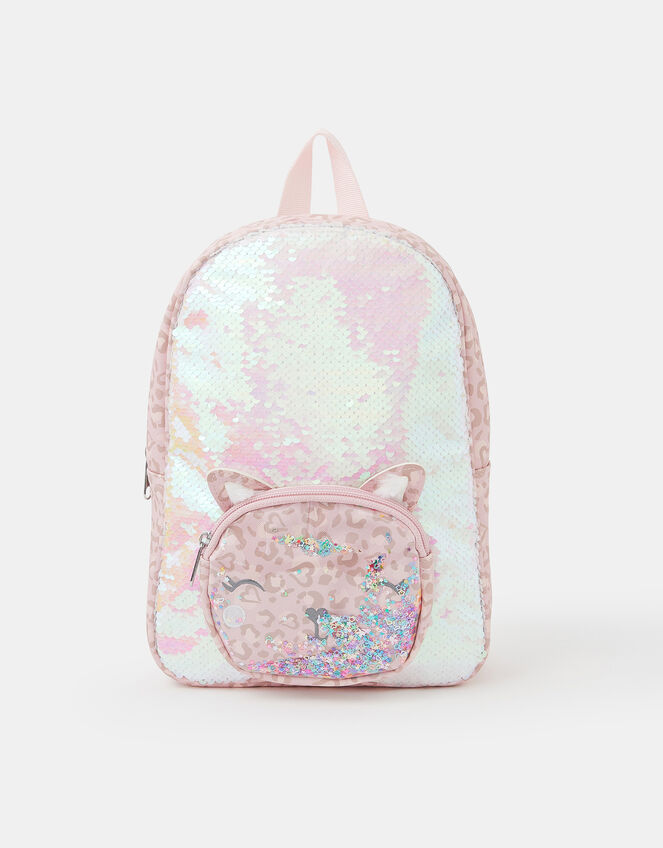 Girls Sequin Cat Backpack, , large