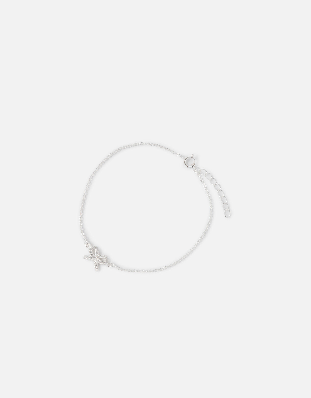 Sterling Silver Sparkle Bow Bracelet