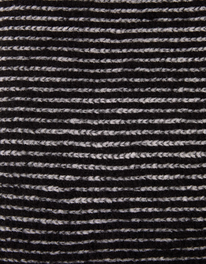 Contrast Rib Knit Scarf, Black (BLACK), large