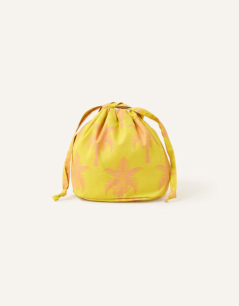 Mini Palm Print Drawstring Bag, Green (LIME), large