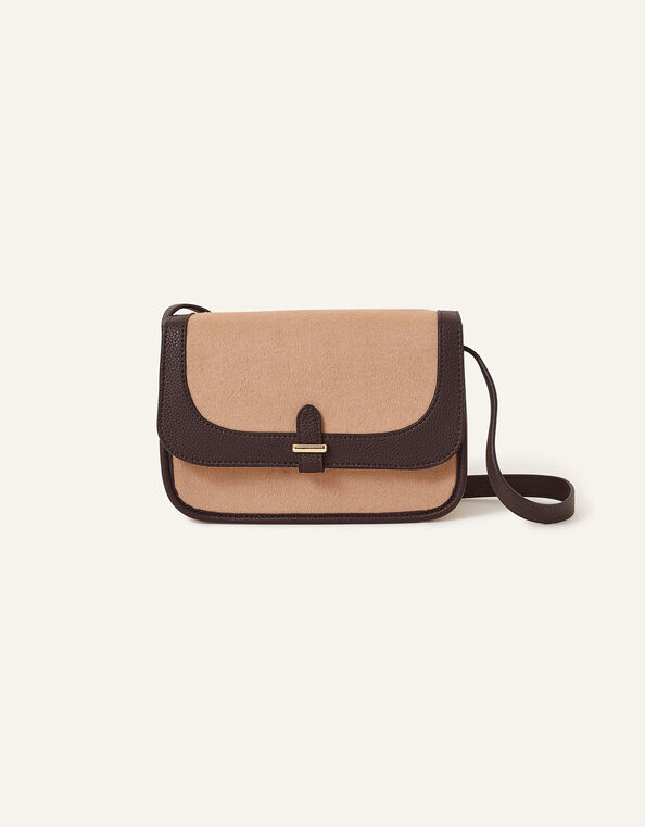 Two Tone Felt Cross-Body Bag, , large