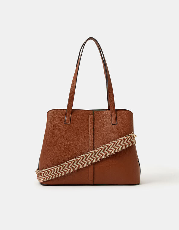 Webbing Strap Shoulder Bag , Tan (TAN), large