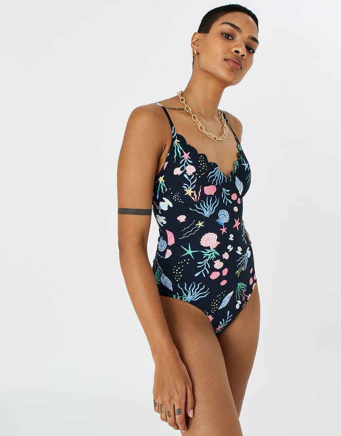 Shoreline Scallop Shaping Swimsuit, Multi (BRIGHTS-MULTI), large