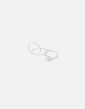 Sterling Silver Pearl Rope Ring Twinset, Cream (PEARL), large