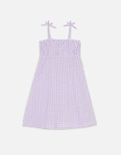 Girls Gingham Dress , Purple (LILAC), large