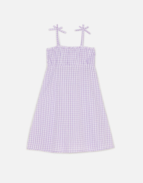 Girls Gingham Dress , Purple (LILAC), large