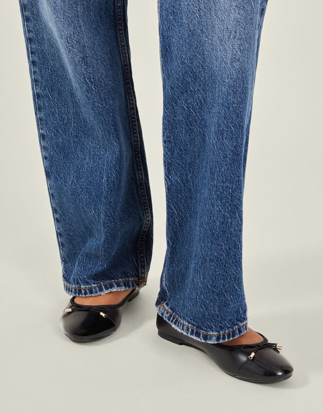 Bow Detail Ballerina Flats, Black (BLACK), large