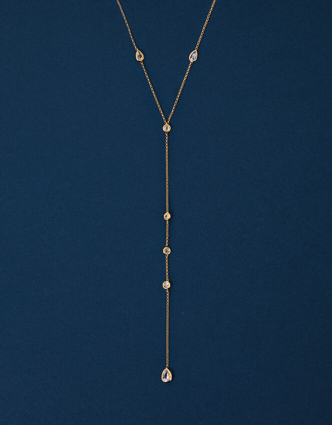 14ct Gold-Plated Pear Y-Chain Necklace, , large