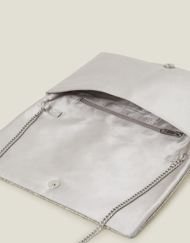 Tianna Metallic Embellished Clutch Bag, Silver (SILVER), large