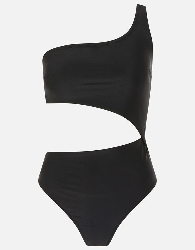 Asymmetric Cut-Out Swimsuit, Black (BLACK), large