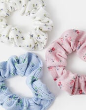 3-Pack Ditsy Floral Hair Scrunchies, , large
