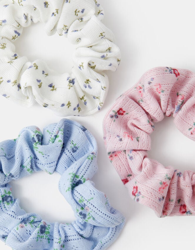 3-Pack Ditsy Floral Hair Scrunchies, , large