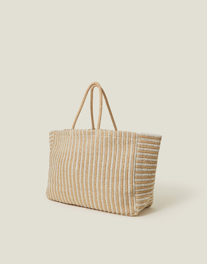 Large Woven Stripe Tote Bag, , large