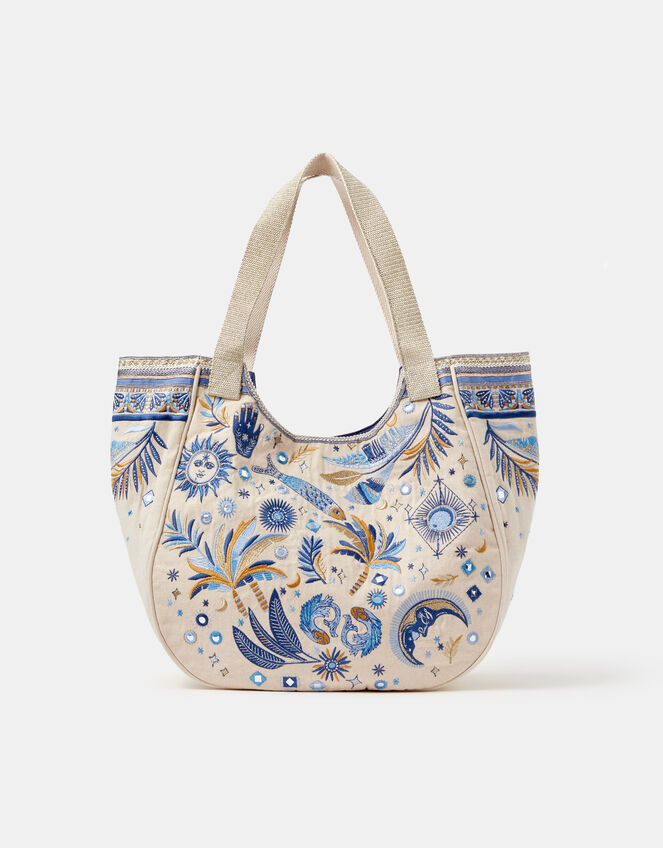 Celestial Embroidered Tote Bag, , large