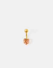 14ct Gold-Plated Surgical Steel Heart Belly Bar, , large