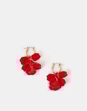 Flower Drop Hoop Earrings, , large